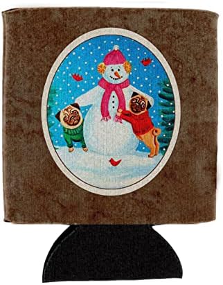 Caroline's Treasures 7115cc snjegović s pug zimskim snjegovima ili zagrljajem boca, može hladniji zagrljaj zagrljaja zagrljaj pića
