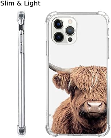 Junilotcik Brown Scottish Highland Cockey Case za iPhone 14 Pro, Cool Cool Cood Wild Animal CASE za muškarce i žene za djevojčice,