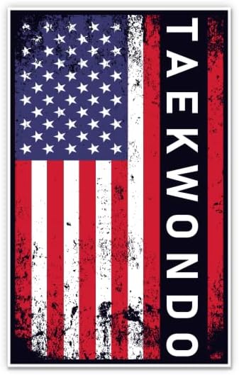 Taekwondo naljepnice američke zastave - 2 naljepnice od 3 - vodootporni vinil za automobil, telefon, boca s vodom, laptop - borilačke