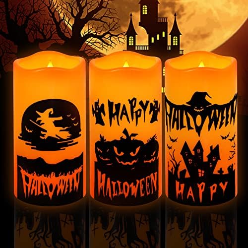 Nurada Halloween Flickering Walleless svijeće, vodootporna LED svijeća vanjska zatvorena baterija koja upravlja s daljinskim timerom