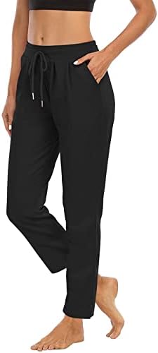 Nayuta Women Wide Nog Cargo hlače s džepom, elastični struk ravno joga trenirke, dame jesenje hlača za vježbanje u teretani
