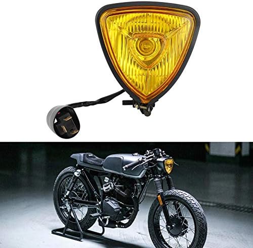 Trokutasto Prednje svjetlo motocikla, univerzalno Retro modificirano metalno svjetlo motocikla, prednje svjetlo za maglu s crnim kućištem
