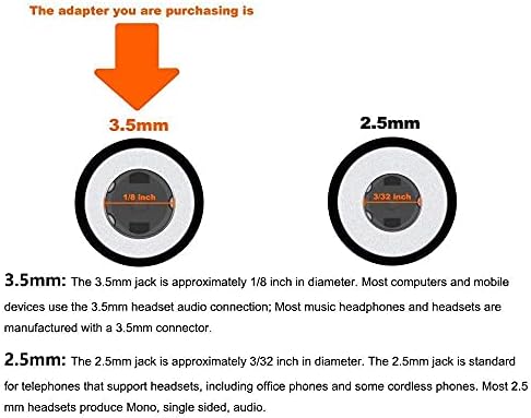 Voicejoy 3,5 mm slušalice mobitela za RJ9 adapter kabel -samo kompatibilno s Yealink SIP -T19P T20P T21P T22P T26P T28P itd.
