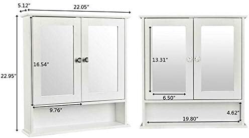 _99 kupaonski ormar zrcalna vrata zidna polica za odlaganje drvo bijelo u zatvorenom prostoru 56cm 13cm 58cm