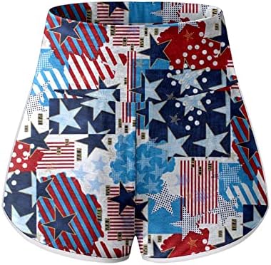 Sportski plijen kratke hlače za žene 4. srpnja vježbanja s visokim strukom joge kratke hlače američke zastave tiskanje gamaša