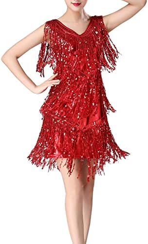 Žene 1920 -ih plesna haljina šljokica resa resa frapper latino rumba haljina sjaj salsa tango plesne haljine