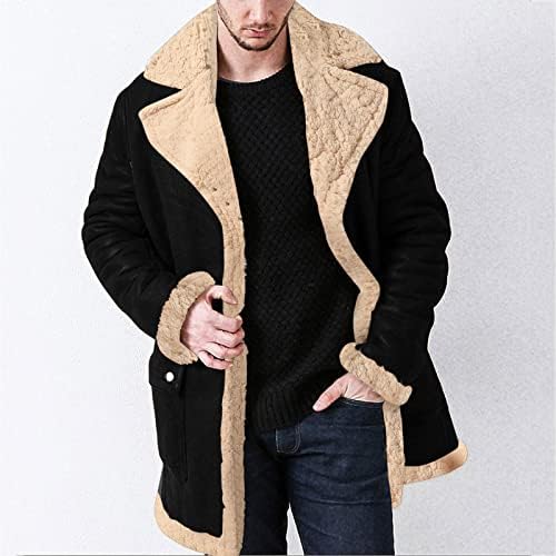 Muškarci plus veličina zimskih zatvarača kaputa o ovratnik dugim rukavima podstavljena kožna jakna postavljena zimska jakna muškarci