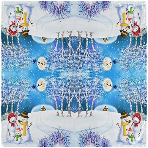 ZZWWR Božićni snjegović snjegovića Famliy Santa Silhouette tkanine salvete, set od 1 20 x 20 inča meka i udobna poliesterska večera