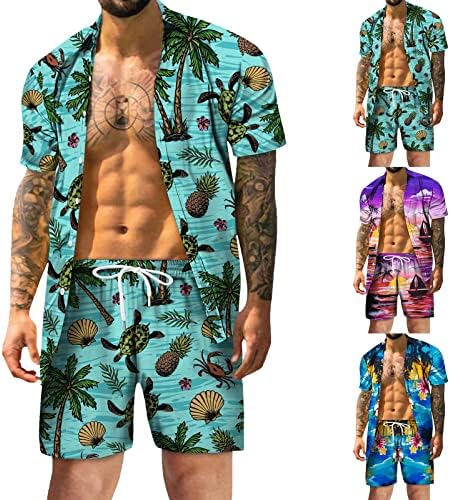 Xiloccer muške havajske košulje casual gumb dolje s kratkim rukavima cvjetna košulja tiskane kratke hlače plaža ljetno tropsko odijelo