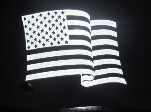 Reflektirajuća američka zastava - 3 x 2 1/4 izrezani vinil naljepnica za kacige, prozore, automobile, kamioni, kutije s alatima, prijenosna