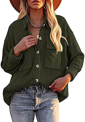 Jesen ženska jakna gumb s dugim rukavima prema corduroy Shacket dečko ležerna majica bluza kaputa casual preveliki vrh