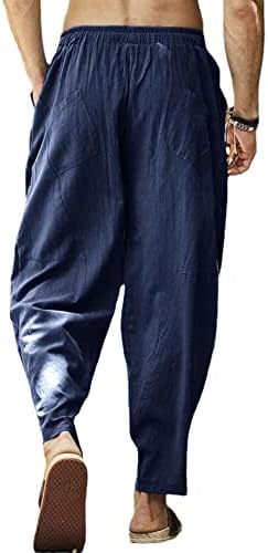 Gafeng muške lanene harem hlače casual labave fit plaže elastični struk joga pantalone s džepovima