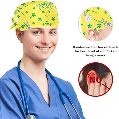 Podesiva radna kapa s gumbom, gornji pogled na suncokretovu kiruršku kapu, zavezana šešira s lukom kose Scrency