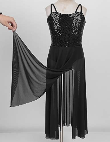 Yizyif se šljokica velikih djevojaka špageti remen moderni lirički plesni kostim dugi duh tulle prekrivanje haljine leotard
