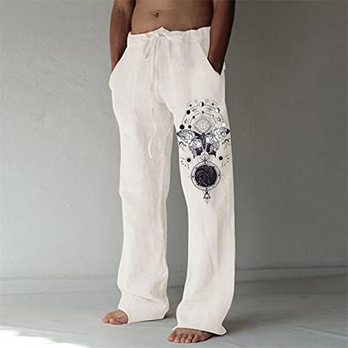 XXZY 2022 Nova muška modna modna ležerna tiskana lanena džep čipkaste hlače labave hlače za muškarce Trening odjeća