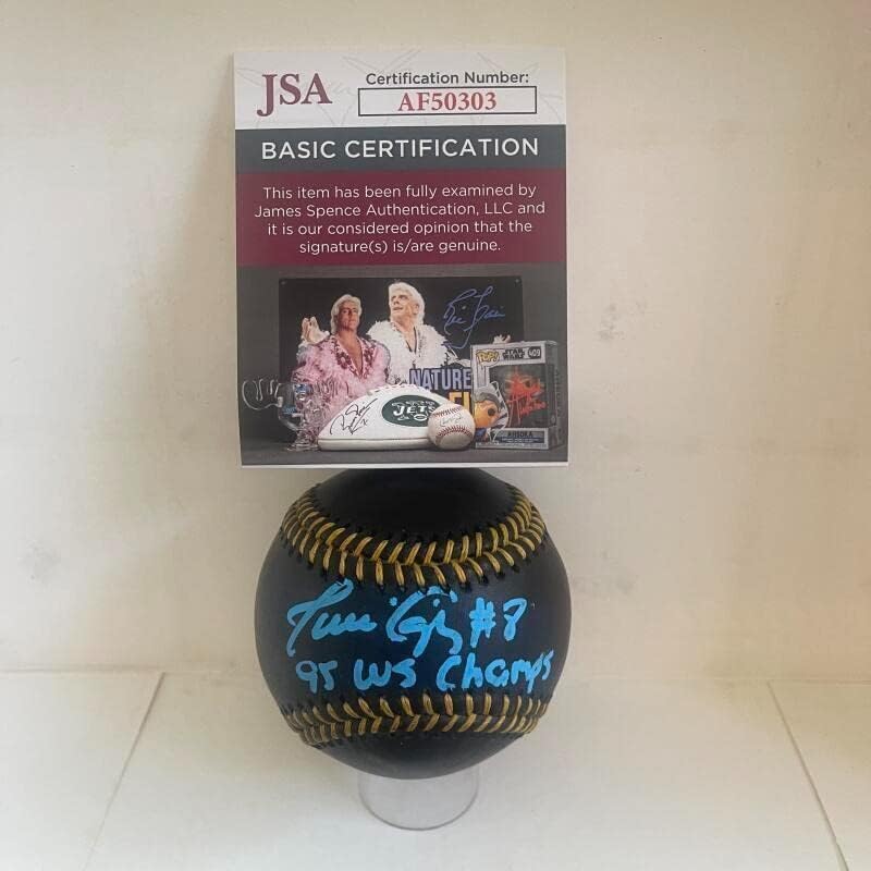 Javy Lopez Braves 95 WS Champs potpisao Black M.L. Baseball JSA AF50303 - Autografirani bejzbol