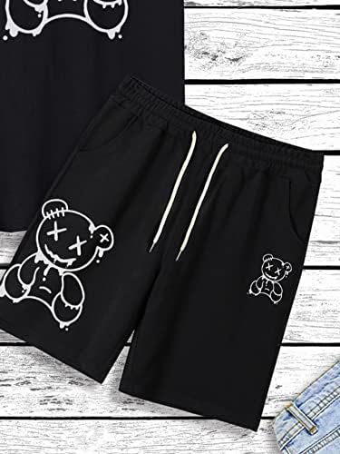 Gorglitter Men's Bear Grafički ispis tracksuit 2 PCS odjeća majice kratkih rukava i kratke hlače set