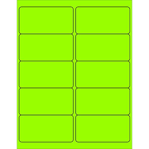 AVditi traka logika 4 x 2 fluorescentne zelene oznake adrese za otpremu, za lasersko i tintne pisače, trajno ljepilo, 8 1/2 x 11 list,