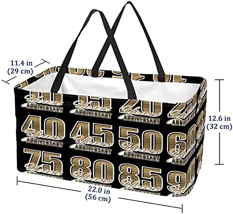 50L torbe za kupce Zlatne obljetnice Emblemi srušeni za kupovinu Kutija za torba s ručkama, za višekratnu upotrebu