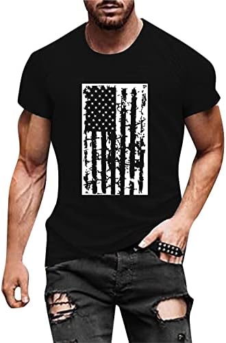 UBST Vojnički majice s kratkim rukavima za muške, 4. srpnja retro američka zastava majica Ljetna mišića Slim Fit Tee Tops