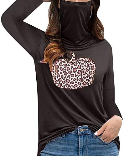 Ženska dolčevita s leopard printom od bundeve, naramenice s dugim rukavima, labava majica, bluza, majica s ????????