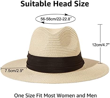 Panama slamna šešir za žene i muškarce, sklopivi šeširi za zaštitu od sunca na plaži, podesivi ljetni šešir široki kapu.