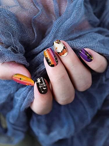 Halloween gel naljepnice za nokte za nokte, naljepnice za nokte s punim omotima gotike pune omote naljepnice za nokte 3D samo ljepljive