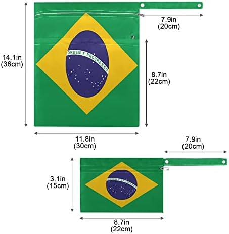 Zzxxb Brazil zastava vodootporna mokra vrećica za višekratnu uporabu pelena mokra suha torba s džepom s patentnim zatvaračem za putničku