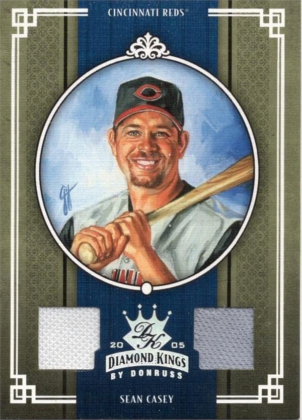 Sean Casey Player istrošen Jersey Patch Baseball Card 2005 Donruss Diamond Kings 74 LE 11/100 - MLB igra korištena dresova