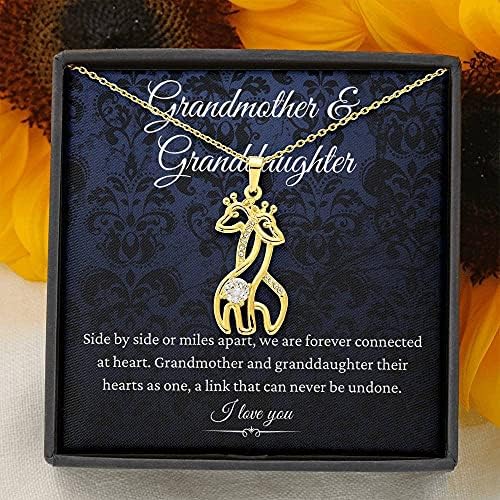 Kartica s porukama, ručno izrađena ogrlica- Personalizirana poklon ogrlica od žirafe, ogrlica bake i unuka, rođendanski poklon za baku