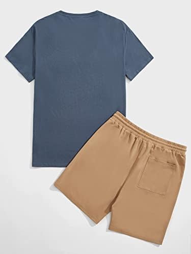FIOXA Dvodijelna odjeća za muškarce muškarce Slogan & Tiger Print tinejdžer i kratke hlače struka