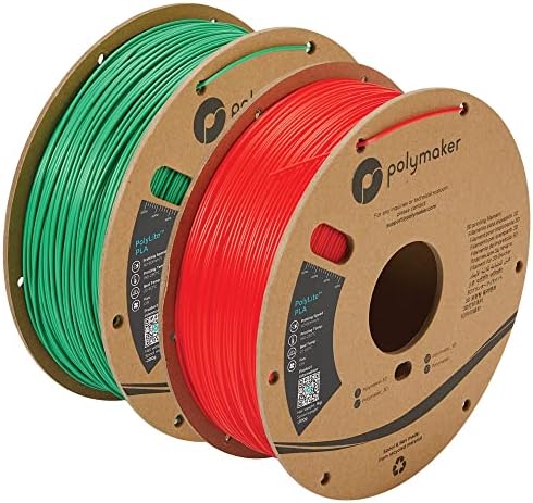 Polimaker PLA FILAMEN SKULE, PLA 3D pisač filament 1,75 mm - Polilit PLA Filament 1,75 PLA snop od 2, 2 boje, zelena/crvena