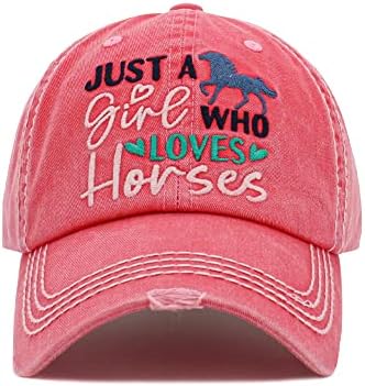 Šabovi žene samo djevojčica koja voli konje oprane izvezene vintage pamučne nevolje bejzbol kapu