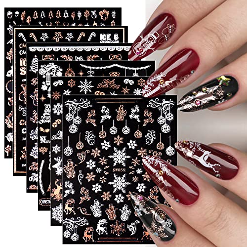 9 listova božićnih naljepnica za dizajn noktiju Samoljepljive naljepnice za drvo ružičaste zlatne snježne pahulje zimski pribor za