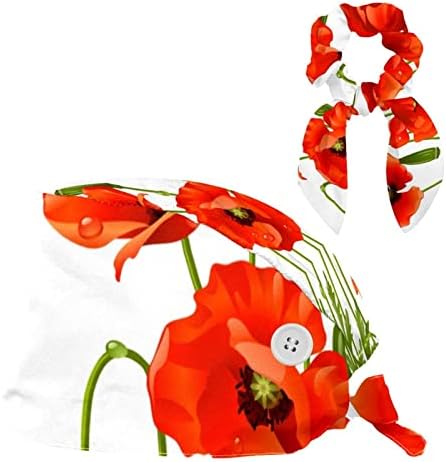 Očišćenja sestra kapice duge kose, proljetni cvjetovi Podesivi radni poklopac s gumbima i lukom kose Scrunchie