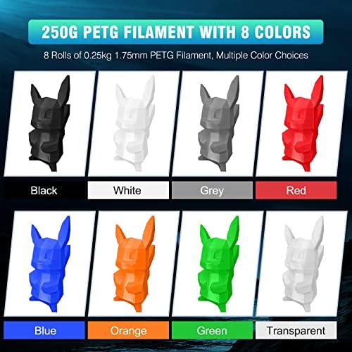 SUNLU 250G PETG filament 1,75 mm paket i PLA meta 3D pisač filament crna, dimenzijska točnost +/- 0,02 mm, 0,25 kg kašika, 8 rola,