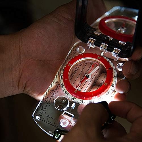 Sawqf Svjetlosni flip kompas s LED svjetlosnom vodootpornom za planinarenje planinarenje Navigacijsko orijentaciju vanjskog kompleta