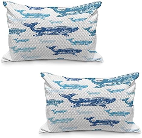 Ambasonne morske životinje prekriveni jastuk, šareni realistični ugravirani stil životinjskih životinja Opasni stvorenje, standardni