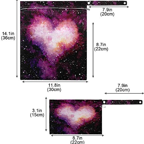 Visesunny akvarel tamne galaksije nebeska zvijezda i srčana maglica 2pcs mokra vreća s džepovima s patentnim zatvaračem koja se može
