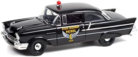 Modeltoycars Diecast Car W/Prikaz - 1957. Chevy 150 Sedan - Ohio Highway Patrol, Black - Greenlight HWY18028 - 1/18 Diecast Automobil