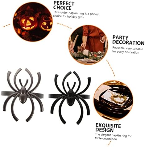 Luxshiny 12pcs Spider Sapkin prsten Crni salveti prstenovi Crni ukras za vjenčanje ukras za blagovaonicu Halloween držač salveta Ukrasni