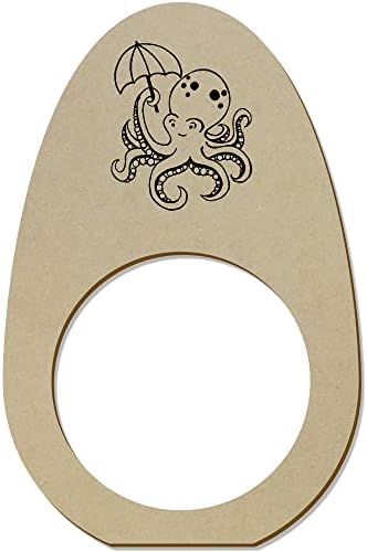 Azeeda 5 x 'Octopus s kišobranom' drveni prstenovi/držači