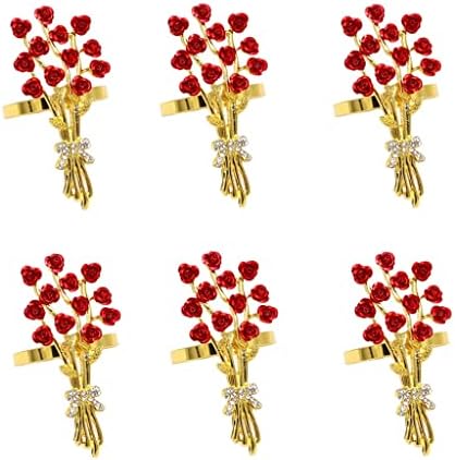 Ldchnh 6pcs ružičasti cvjetni salveti prstenovi biserni cvjetni držač salvete za večeru vjenčanja