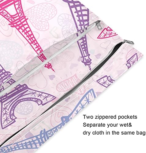 Susiyo tkanina pelena mokra suhe torbe ružičasta eifel toranj paris valentine vodootporne mokre vreće za višekratnu upotrebu s dva