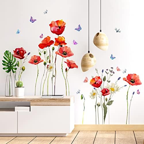 Qanyue oguliti i zalijepiti cvjetne zidne naljepnice, PVC uklonjivi cvjetovi biljni zidne naljepnice za dječju spavaću sobu vrtić dekor