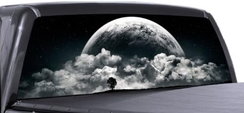 Vuscapes - Podizanje punog mjeseca - Grafički kamion stražnjeg prozora - naljepnica SUV Pogled kroz vinil