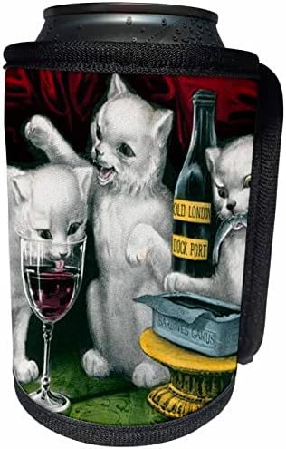 3Drose Slika slikanja tri pijane mačke pijuckaju alkohol - može hladiti omot boca
