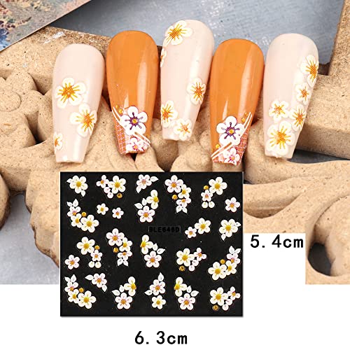 Slatke cvjetne naljepnice za nokte za nokte, ljupko cvjetove Srce dizajnira za nokte za žene djevojke, 3D samo-zaljepljiva naljepnica