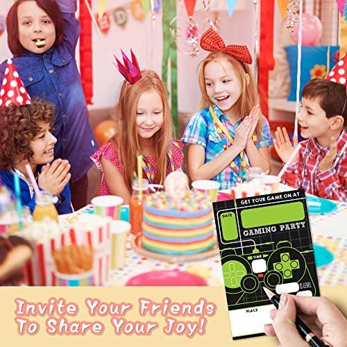 DETIHO 4 X 6 tema videoigara za rođendanske pozivnice s omotnicama - Igra na - pozivnica za igranje - 20 setova - E40