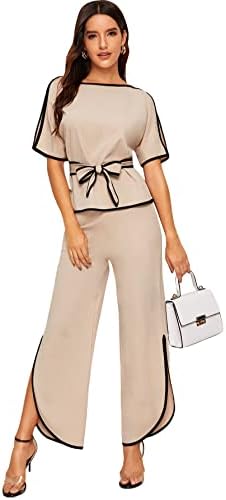 SOLY HUX ženska dvodijelna odjeća s podijeljenim bluzama s kratkim rukavima i hlačama set